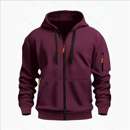 Men's Sweatshirts with Zipper Pockets Thin Solid Color Half Tracksuit Casual Outdoor Hooded Tracksuit Long Sleeve Jacket Coats