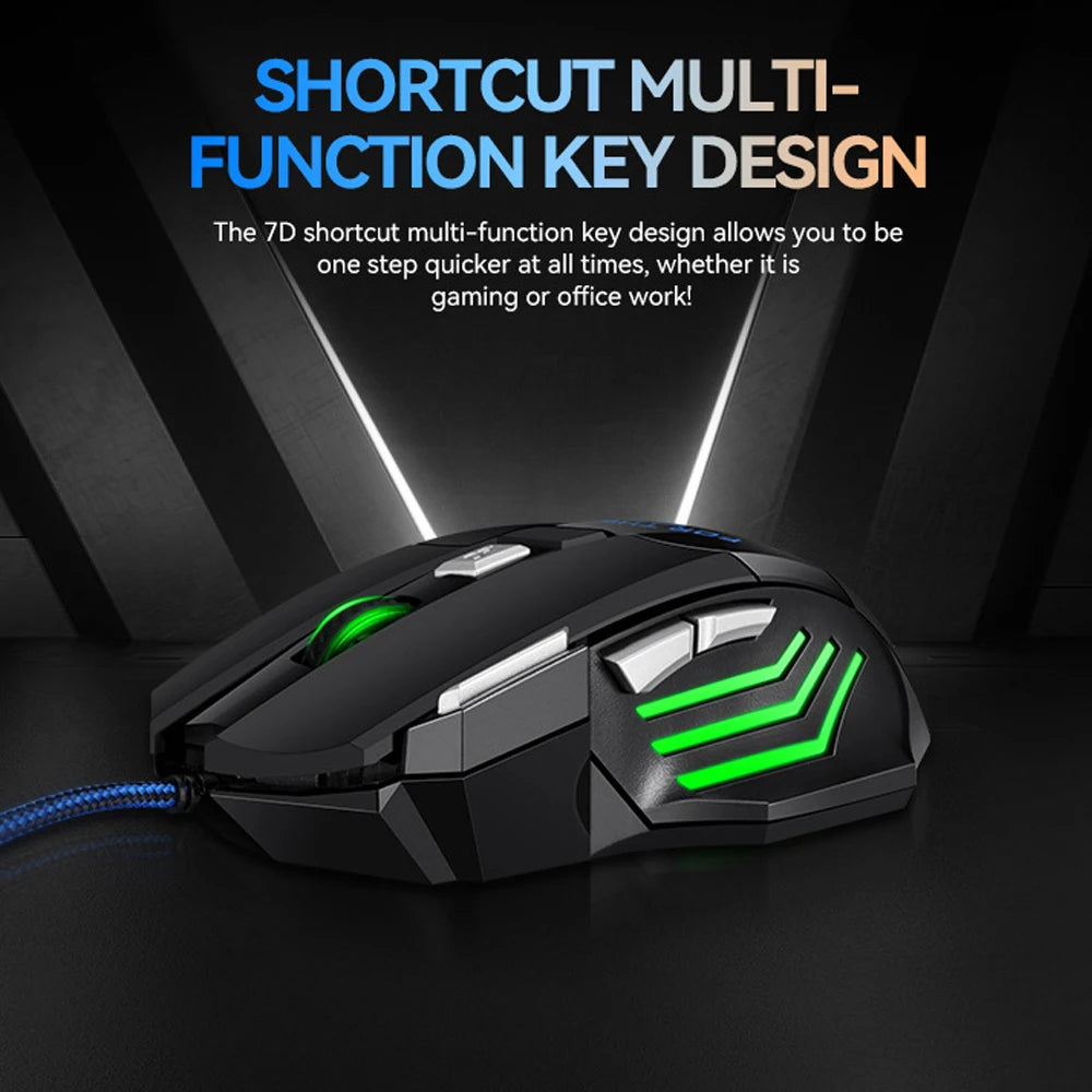 USB Wired Mouse 7 Button 2400DPI Gaming Mouse RGB Breathing Light Mecha Mice Ergonomic Optical Office Mice For Desktop Laptop
