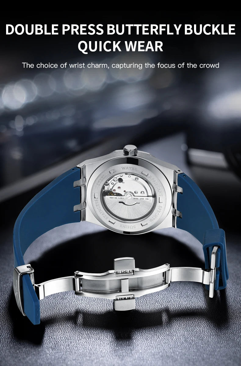 Specht & Sohne New 40mm Men Automatic Mechanical Watches Men Luxury Stainless Steel Watch Rubber Relogio Masculino Waterproof