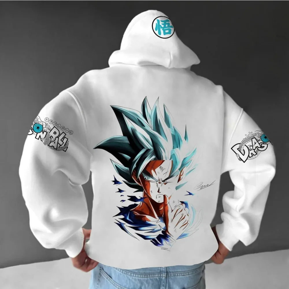Dragon Ball Men's Hoodie Sweater Goku Japan Anime Summer Autumn New Boys Children's Long Sleeve Harajuku Parent-Child Clothing