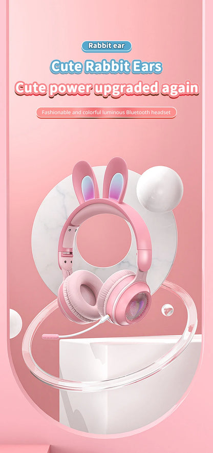 Glow Unicorn Headphones | Bunny Ear Bluetooth Headset with  Mic & TF Slot | Wireless Over-Ear LED