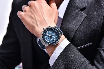 Orologio da uomo PAGANI DESIGN – Cronografo sportivo di lusso in oro rosa, dotato di un movimento al quarzo giapponese VK64 e di un cinturino in gomma fluorurata.