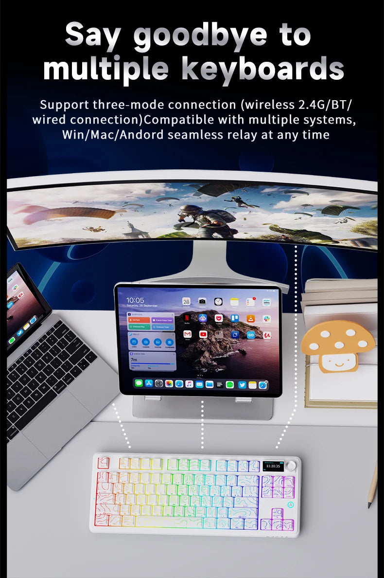 Ajazz AK870 V2 Gaming Mechanical Keyboard is a Hot-Swappable RGB Wired Gaming Keyboard Suitable for Various Scenarios on Laptops