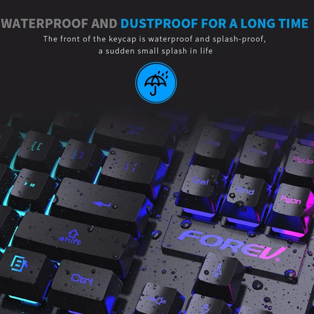 104 Keys Mechanical Feel Keyboard Wired Gaming Keyboard for Laptop PC Ergonomics RGB Backlit 61Key Cyan Axis Keycaps Keyboard