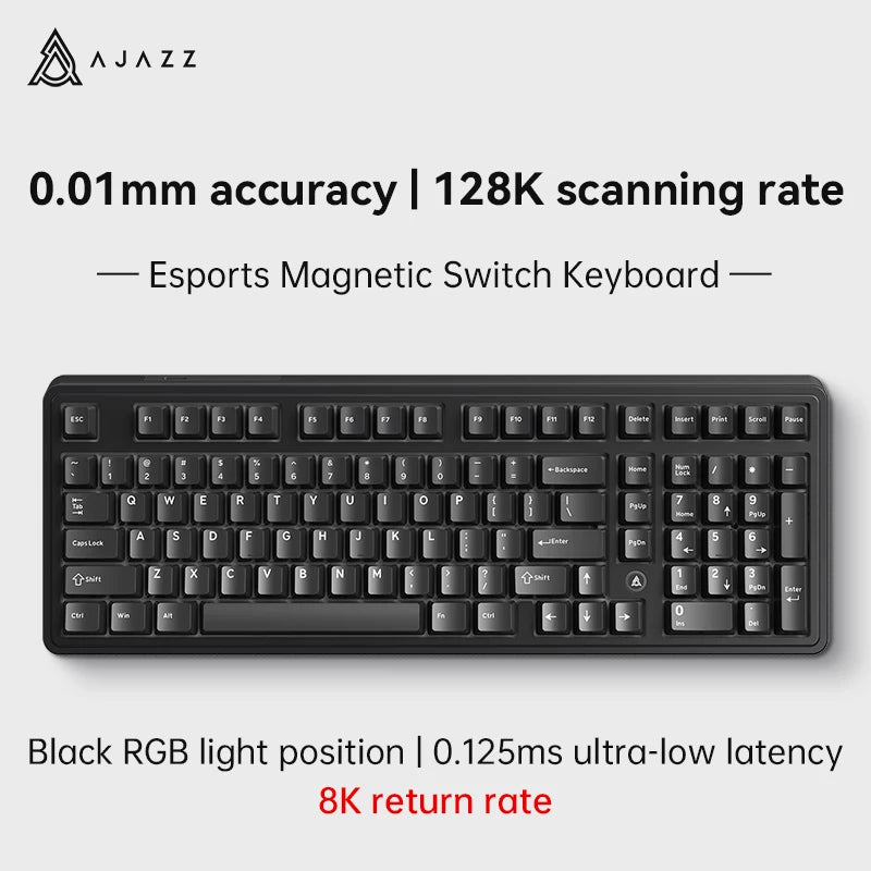 AJAZZ AK980 MAX Wired Magnetic Switch Keyboard 0.01mm 8K Mechanical Keyboards Hot Swap ARGB E-sports Games Customized Keyboard