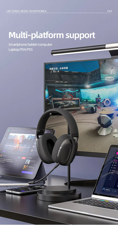 SMAILWOLF L80 Bluetooth wireless three-mode gaming headset, lightweight 185g plug-in microphone e-sports gaming headset