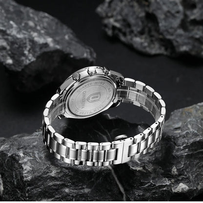 Orologio al quarzo da uomo, di marca di lusso, impermeabile e luminescente, in acciaio inossidabile, dotato di cronografo 24 ore e datario – Elegante orologio da uomo