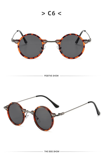 Runde Sonnenbrillen für Männer und Frauen, Retro-Steampunk-Sonnenbrillen, Herren- und Damenbrillen, Marken-Designerbrillen, Metallrahmen, Sonnenbrillen, Oculos De Sol