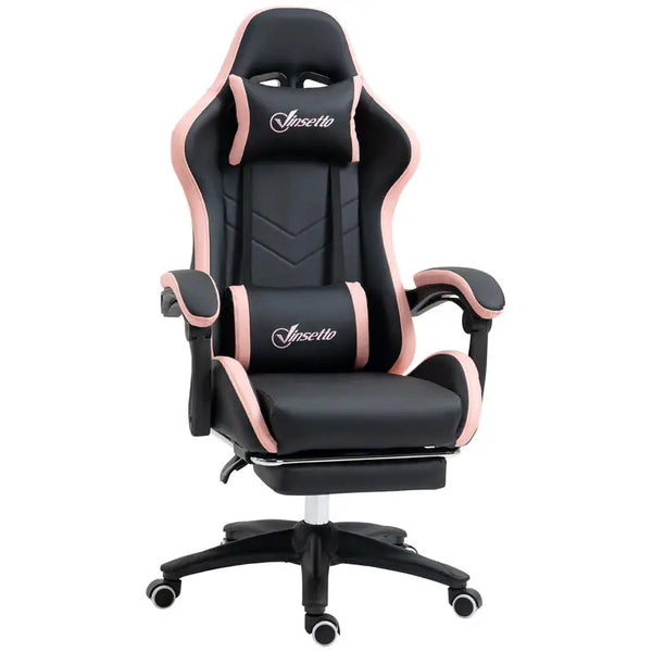 Adjustable Height Gaming Chair with Headrest, 65X65X121-129 Cm, Pink and Black