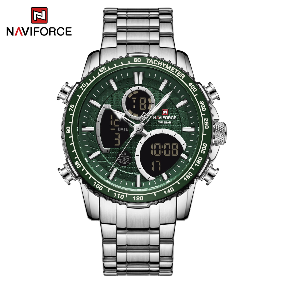 Orologio sportivo da uomo NAVIFORCE – Orologio da polso originale di lusso in acciaio inossidabile, modello militare impermeabile con doppio display