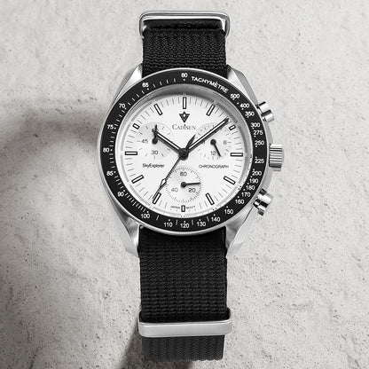 CADISEN Neue Herrenuhren Luxuriöse Quarz-Armbanduhr für Herren Saphirglas mit AR-Beschichtung Canvas VK68 Speed Chronograph Automatik