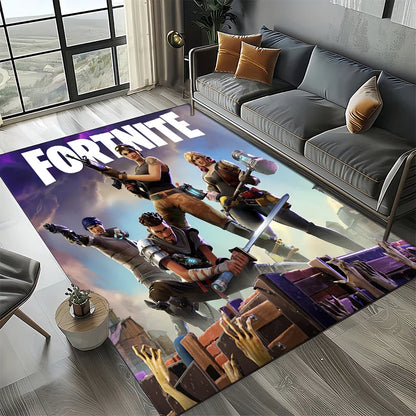 2025 Games 3D F-Fortnite tegneserietæppe til stue, soveværelse, hjem og sofadekoration, skridsikkert gulvtæppe til børns legeområde