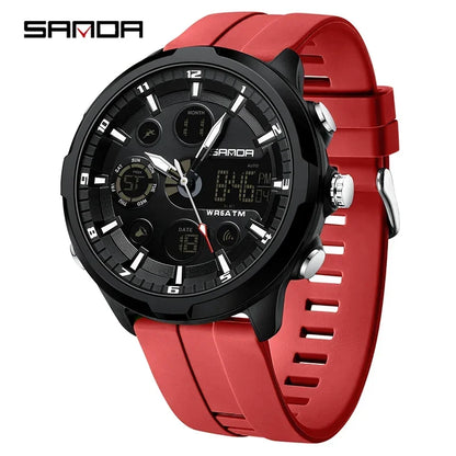 SANDA 9053 G Montres de sport militaires pour homme Montre numérique de luxe Montre-bracelet à quartz étanche jusqu’à 50 m pour homme Relogios Masculino
