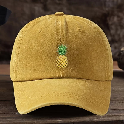 Pineapple printed baseball cap, outdoor casual hat, sports and daily outfit, fashionable headwear, street style