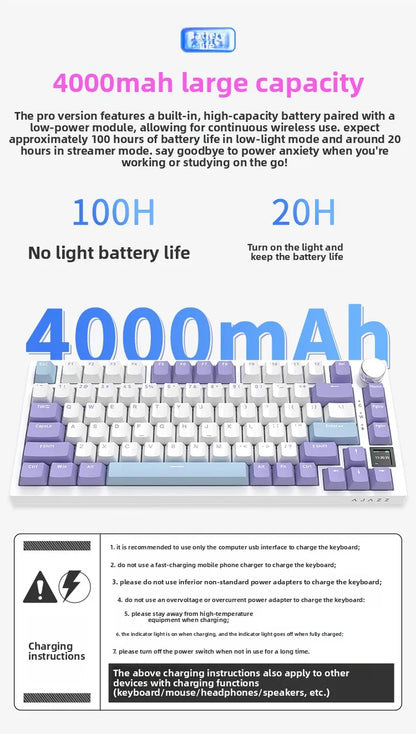 Ajazz AK820/AK820Pro gaming mechanical keyboard Bluetooth 5.1/Wireless/wired c custom keyboard with heat exchange sealed button