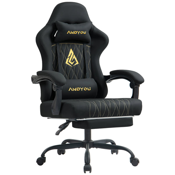 Andyou Ergonomic Gaming Chair - Swivel Reclining Gaming Chair, PU Leather Upholstery, Weight Capacity 150kg