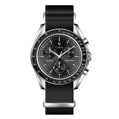 CADISEN Neue Herrenuhren Luxuriöse Quarz-Armbanduhr für Herren Saphirglas mit AR-Beschichtung Canvas VK68 Speed Chronograph Automatik