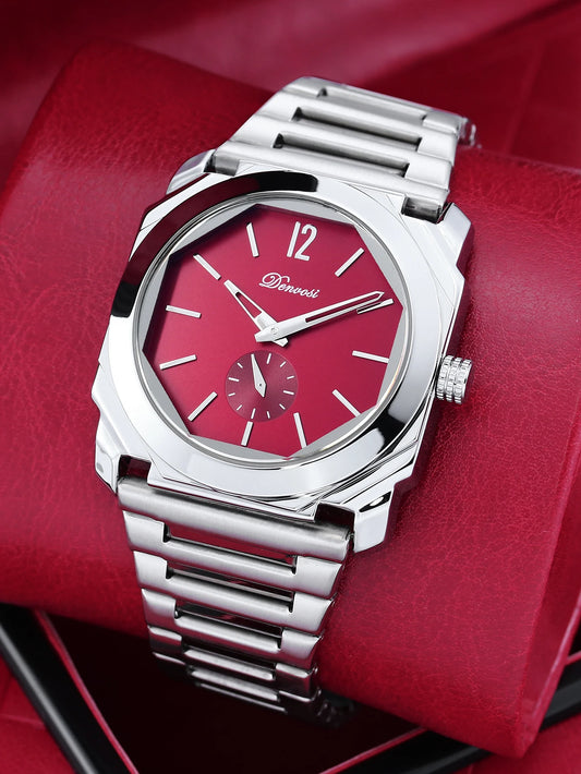 Men's Luxury Octagon Dial Watch - Stainless Steel Band, Minimalist Analog Wristwatch with Small Seconds Dial for Business & Casu