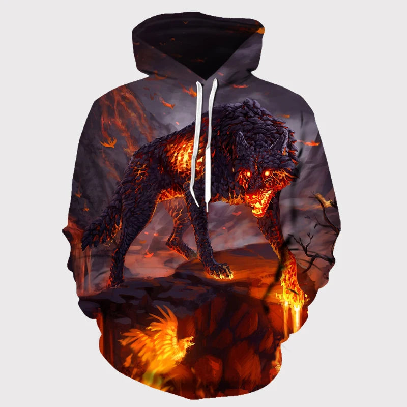 Mikiny s kapucí Animal Wolf s 3D potiskem pro muže i ženy, módní ležérní oversized pulovr, hip hop Harajuku streetwear hoodies