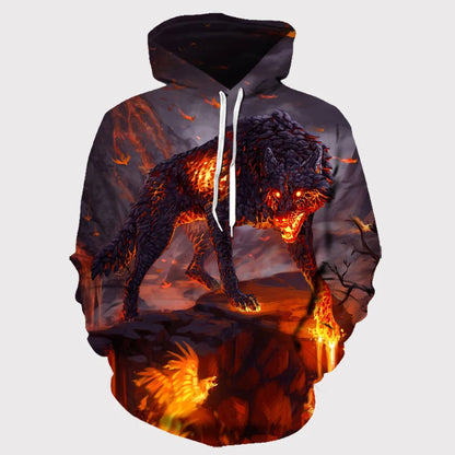 Mikiny s kapucí Animal Wolf s 3D potiskem pro muže i ženy, módní ležérní oversized pulovr, hip hop Harajuku streetwear hoodies