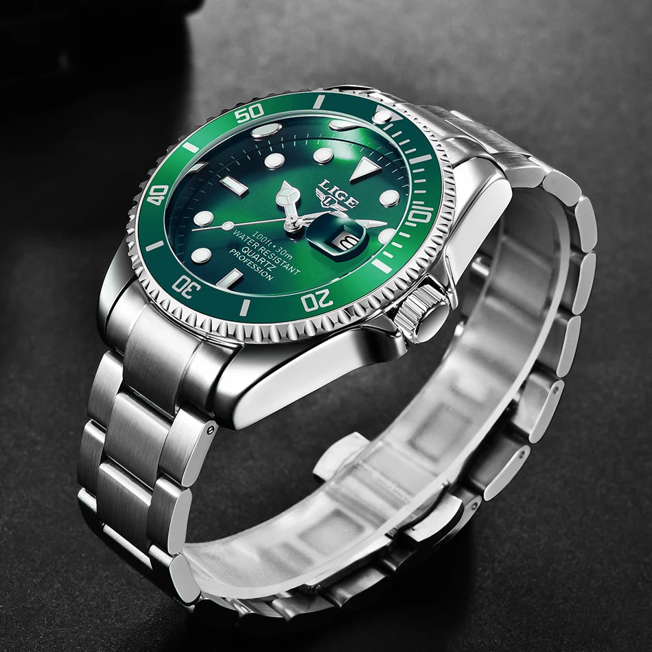 Orologio da uomo LIGE – Cronografo al quarzo, impermeabile, stile casual e professionale, accessorio di moda di lusso di un grande marchio.
