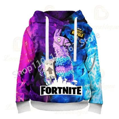 Llama Battle Royale F-Fortnited hættetrøjer med 3D-print til mænd, kvinder og børn, sweatshirts til drenge og piger, streetwear-pullover, grønne overdele