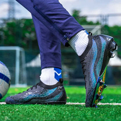 Chaussures de Football de sport pour hommes Fg/Ag, ongles longs, prairie artificielle pour adultes, chaussures spécifiques à l'entraînement durables, chaussures hautes antidérapantes