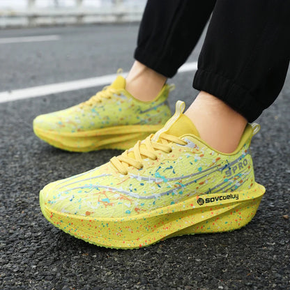 Men Running Shoes Carbon Board Marathon Cushion Mens Sports Breathable Lightweight Women Comfortable Athletic Nonskid Sneakers