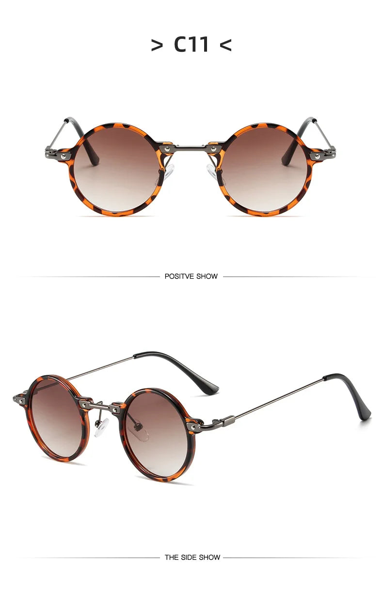 Runde Sonnenbrillen für Männer und Frauen, Retro-Steampunk-Sonnenbrillen, Herren- und Damenbrillen, Marken-Designerbrillen, Metallrahmen, Sonnenbrillen, Oculos De Sol