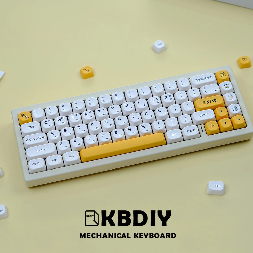 KBDiy KOA  Profile PBT Honey Milk Keycaps Russian Korean Japanese 137 Keys Caps for Mechanical Keyboard Keycap MAC for MX Switch