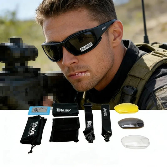 Polarized Tactical Glasses 4 Lens Kit Outdoor Hiking Cycling Fishing UV400 Sunglasses Hunting Shooting Airsoft Paintball Goggles