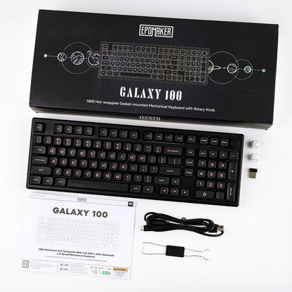 EPOMAKER Galaxy100 QMK/VIA 1800 ANSI Layout Aluminum Gasket Wired/BT5.0/2.4Ghz Mechanical Gaming Keyboard with 8000mAh Battery