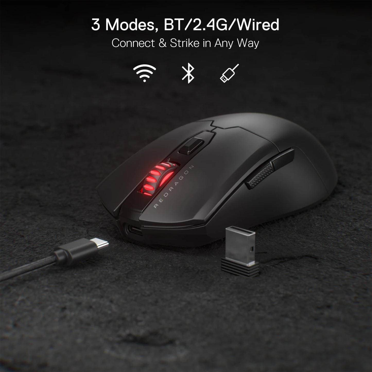 Redragon M995 Pro Wireless Gaming Mouse, 26000 DPI Wired/Wireless Gamer Mouse, BT & 2.4G Wireless