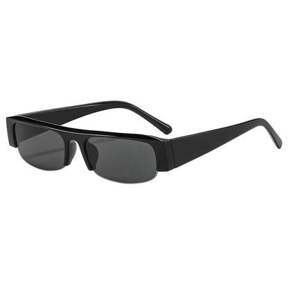 Vintage-Sonnenbrille mit kleinem, rechteckigem Halbrahmen in Schwarz, Leopardenmuster und Farbverlauf – trendige Damen-Sonnenbrille zum Autofahren