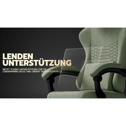 Gaming Chair Fabric Office Chair, Massage Gaming Chair with Headrest, Ergonomic Racing Gaming Seat with Footrest, for Relaxing