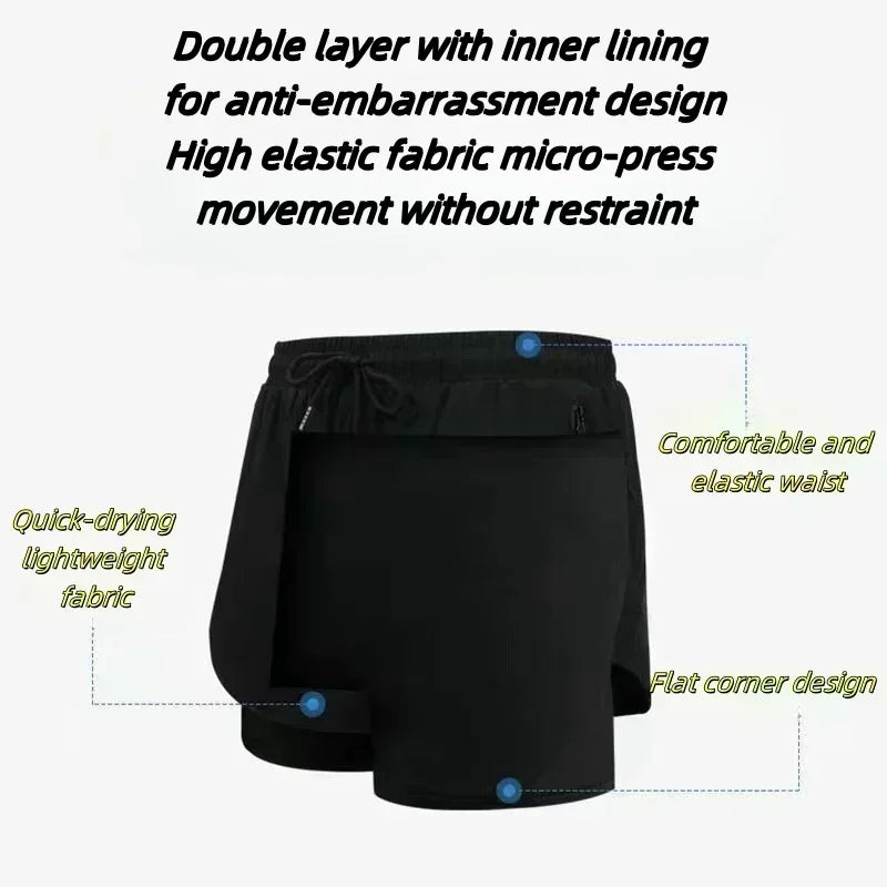 Dragon Ball Men's Double Shorts Vegeta Japanese Anime Summer Fake Two-piece Sports Shorts 2-in-1 Harajuku Y2K Fitness Pants