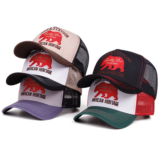 2025 Creative New Baseball Hat STETSON Red Bear Truck Hat Outdoor Sports Sunshade Hat Street Hip Hop Hat Daily Commuter Net Hat