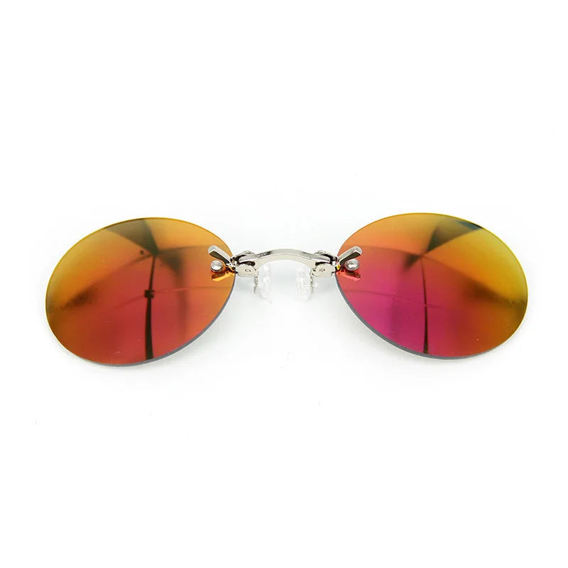 Runde randlose Sonnenbrille für Herren Matrix Morpheus Herren-Klassiker mit Nasenklammer Mini-Brille ohne Rahmen Marken-Designbrille UV400