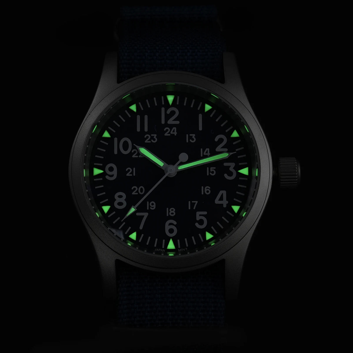 Militado ML05 38mm Military Field Watch VH31 Sweep Quartz Movement Domed Sapphire Crystal Waterproof 100M Super Luminous Watches