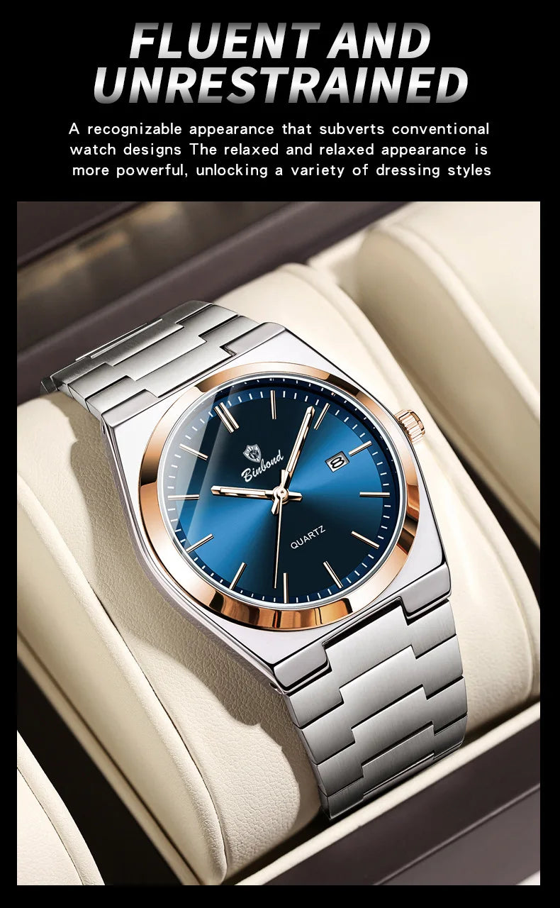 Montre pour homme UTHAI, marque de luxe abordable, en acier inoxydable, avec calendrier, étanche, pour homme, affaires et loisirs, montre à quartz tendance