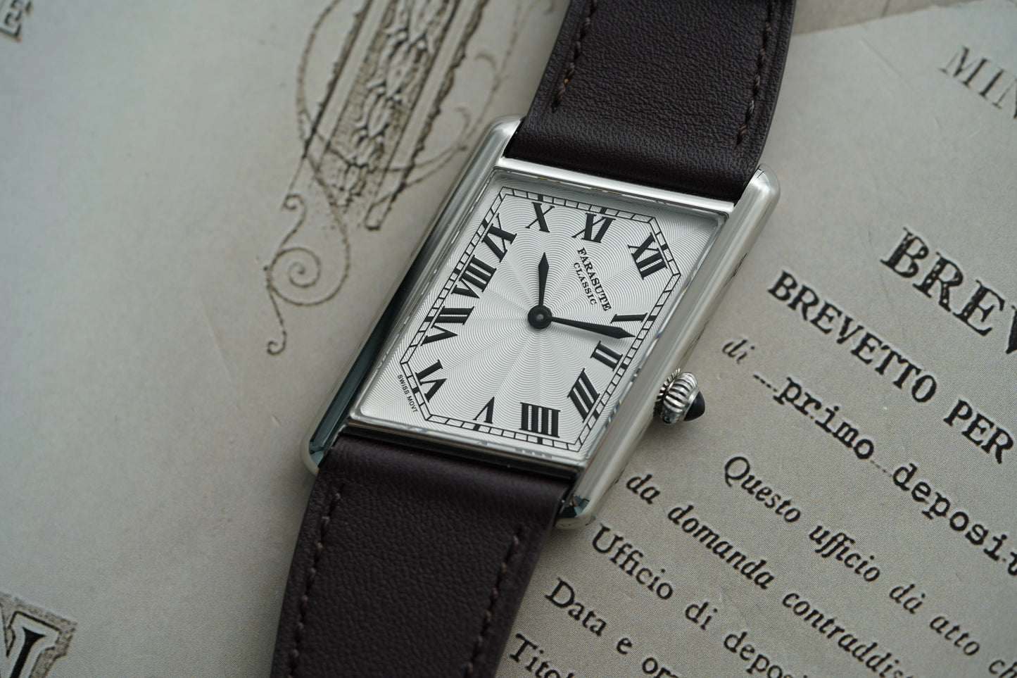 FARASUTE New Unique Square Stainless Steel Quartz Watch Men Casual Sapphire Glass Swiss Movement Waterproof Wristwatches Male