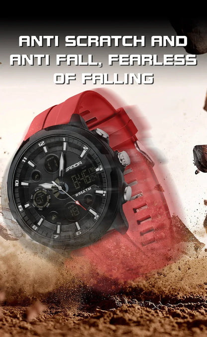 SANDA 9053 G Montres de sport militaires pour homme Montre numérique de luxe Montre-bracelet à quartz étanche jusqu’à 50 m pour homme Relogios Masculino