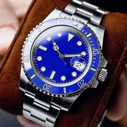 New High Quality Luxury Premium Men's Watch with Mechanical Winding Strap 904L Stainless Steel Black Blue Waterproof