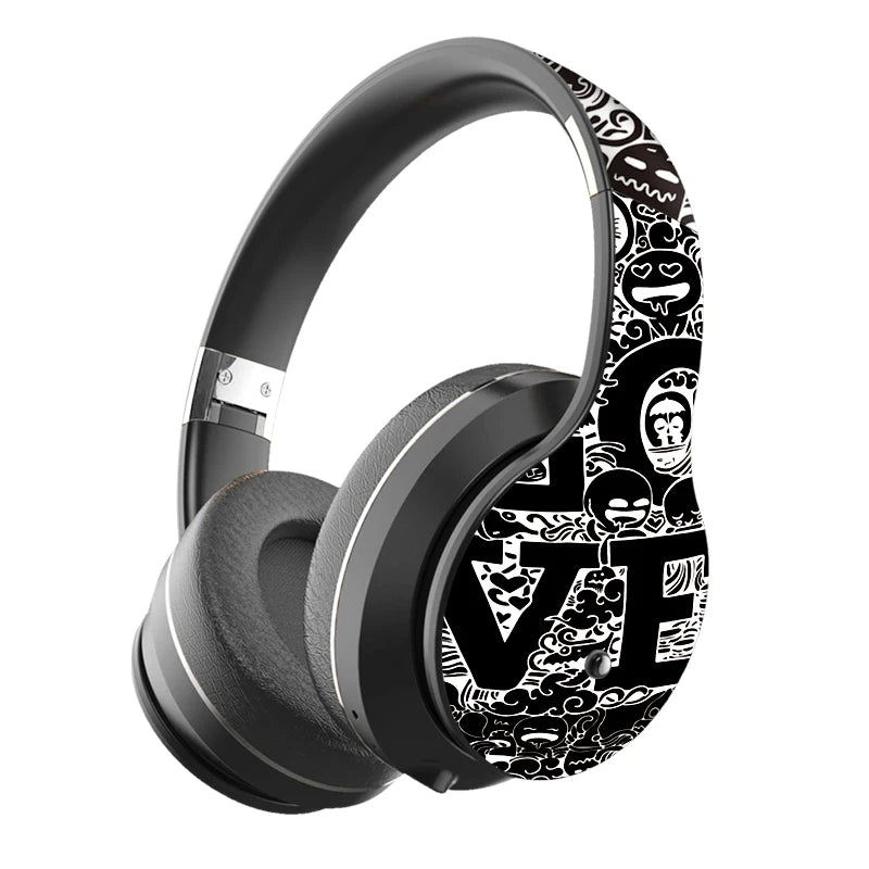 Wireless Bluetooth 5.0 Headphones Over Ear Headset Graffiti Design Foldable Headphone with Mic Hi-Fi Stereo For phone pc laptop