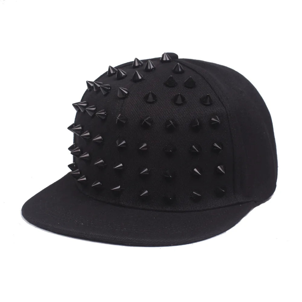 Men Caps Flat Hat Hip Hop Snapback Fancy Rivet Baseball Cap Street Dance Cap Trendy Mesh Visor Youth Boys Girls