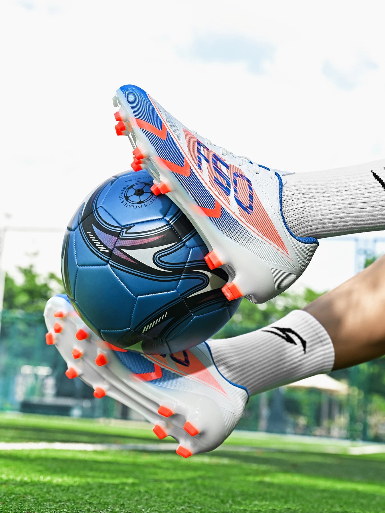 Unisex AG FG Soccer Shoes PU Woven Fabric Upper TPU Shockproof Sole Wear Resistant Anti-slip Teenager Competition Sneakers