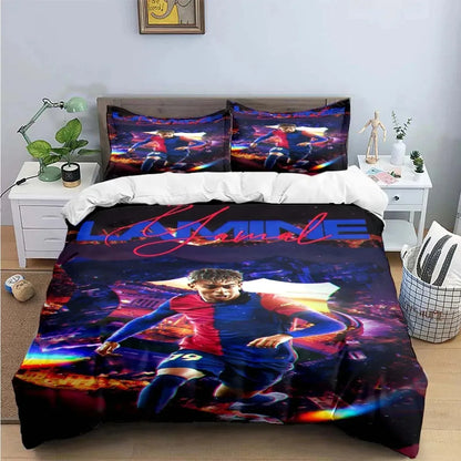 Seturi de lenjerie de pat Spain Football Cenozoic Star L-Lamine Y-Yamal, husă de pilotă și față de pernă, mărimi Single Twin Full Queen King, pentru copii și adolescenți