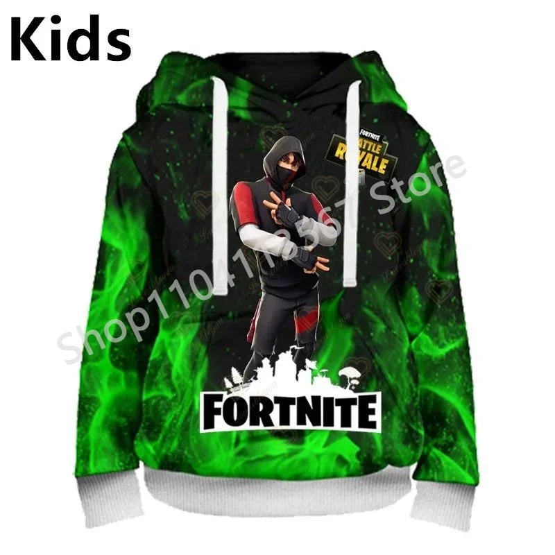 Llama Battle Royale F-Fortnited hættetrøjer med 3D-print til mænd, kvinder og børn, sweatshirts til drenge og piger, streetwear-pullover, grønne overdele
