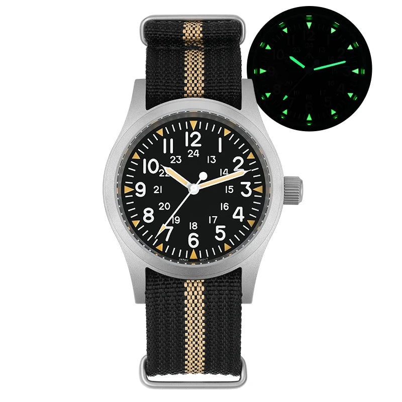 Militado ML05 Vintage Watch VH31 Sweep Second Movement Domed Sapphire Crystal With High Clear AR Coating Luminous 38mm Watches