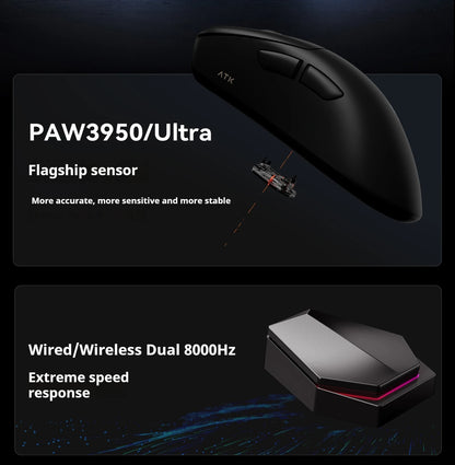 ATK Z1 Pro Max Ultra Wireless Gaming Mouse Customized Foot PAW3950 Ultra Smart Speed Wireless 8k Polling Rate 0.39ms Low Latency